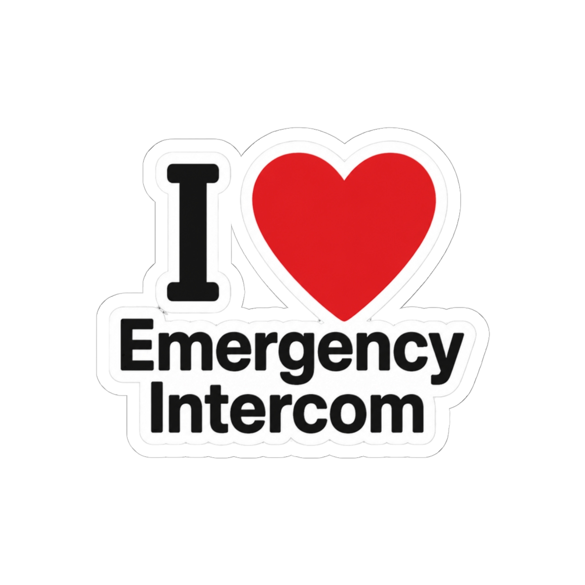 I Love Emergency Intercom Bold Heart Sticker | Funny Vinyl Decal